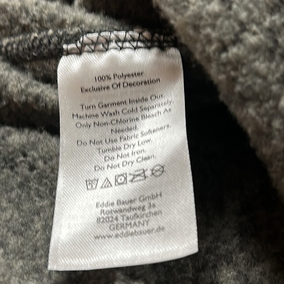 Eddie Bauer men's 1/4 zip gray/tan/black pullover sweater,  inside fleece - TXL - Picture 9 of 9